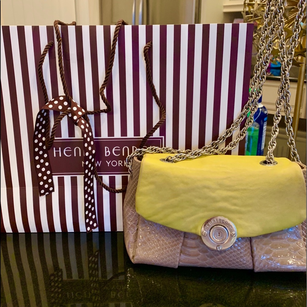 Henri Bendel Brand Chartreuse/Beige Crossbody